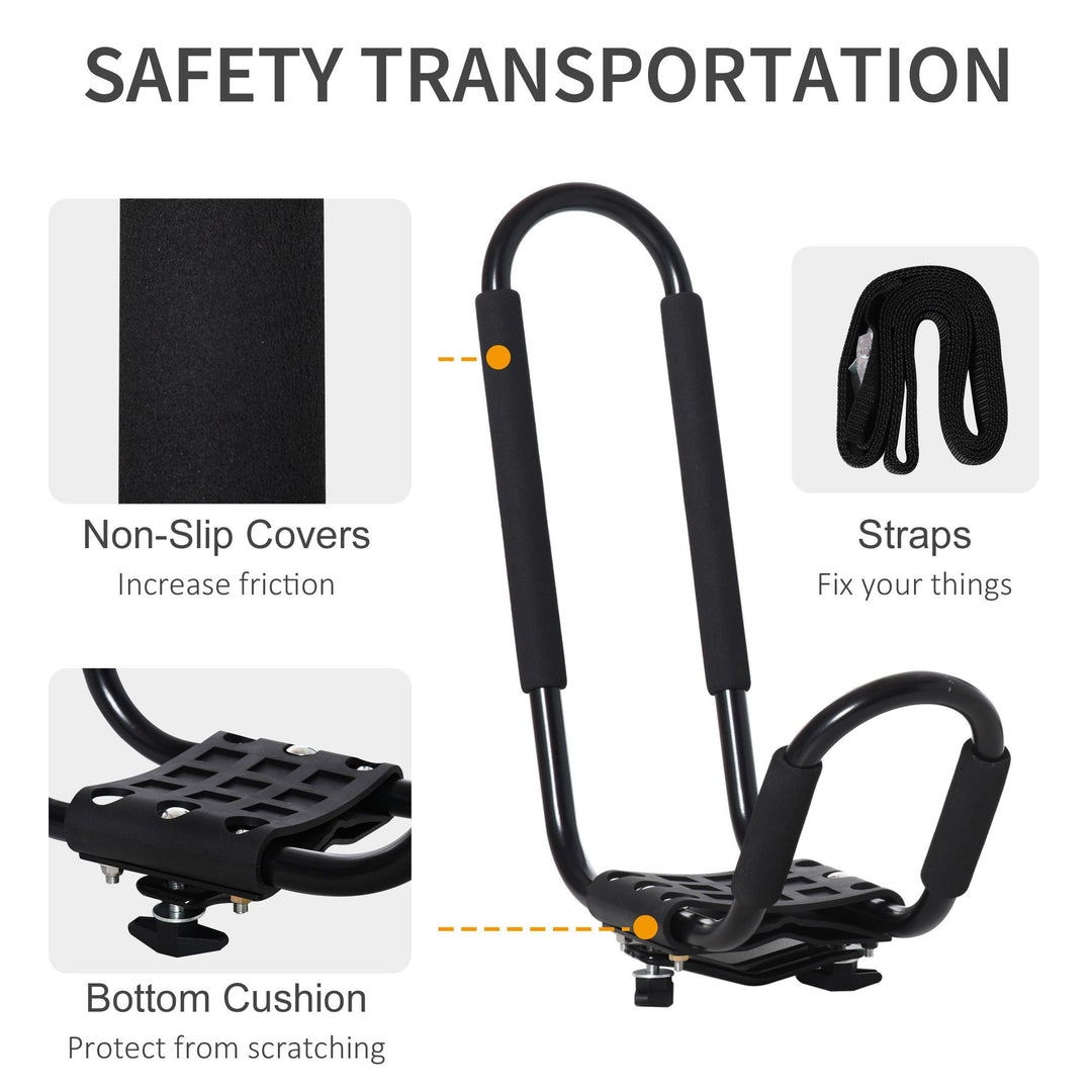 HOMCOM 2 Pieces Kayak Roof Rack Universal Mount Cross Bar Carrier Roof Bars for Boat with Strap