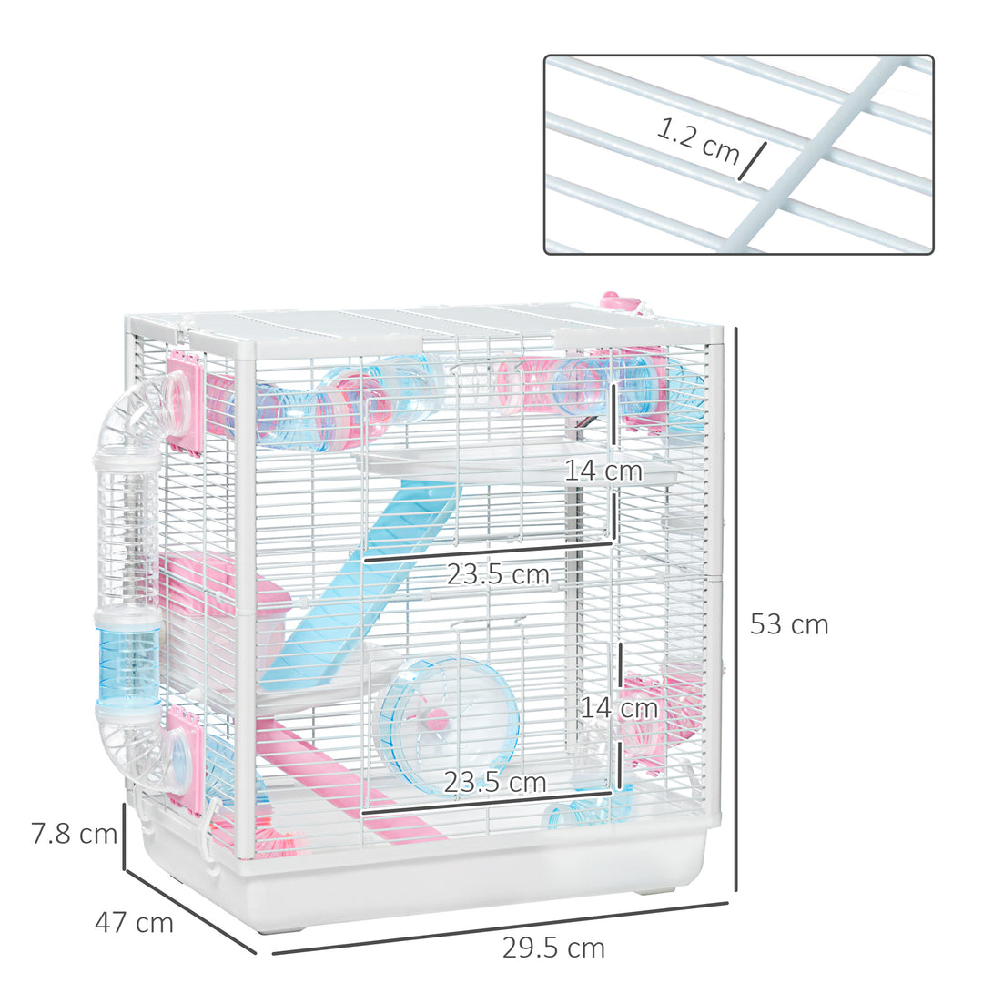 Hamster Cage for Small Rodents, with Tunnel Tube, Exercise Wheel