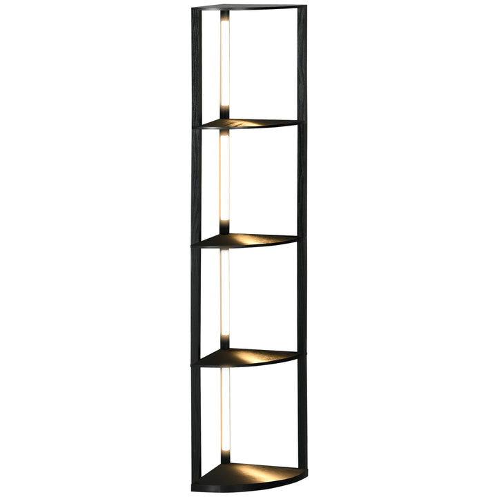 Corner Floor Lamp for Living Room Bedroom with Dimmable Warm White LED Light, Modern Tall Standing Lamp, Black