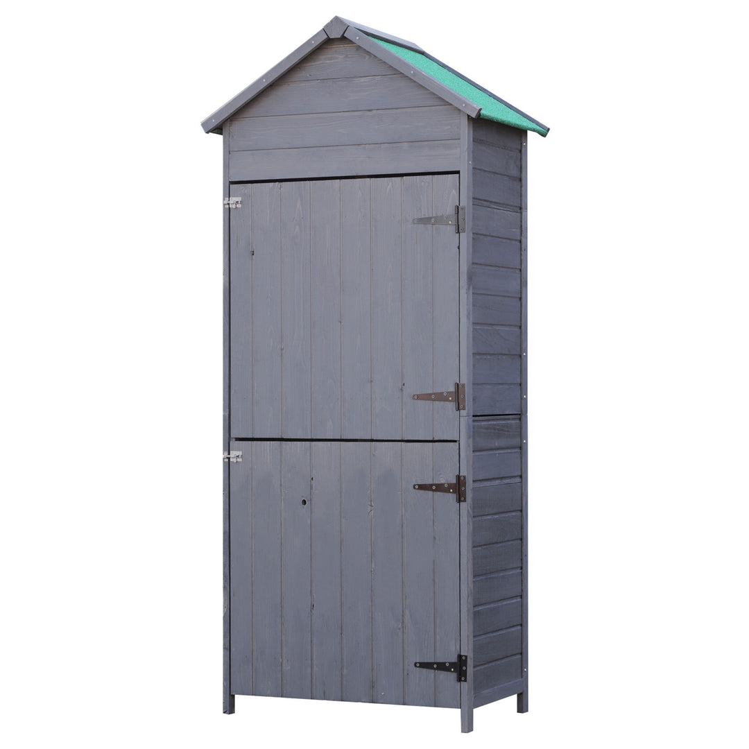 Fir Wood Outdoor Garden Utility Shed Grey