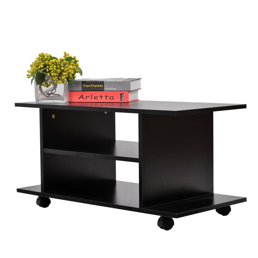 HOMCOM TV Stand W/ Shelves -Black