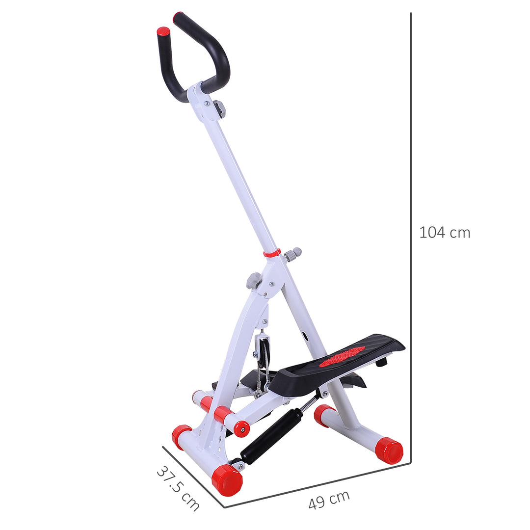 Foldable Stepper with Handle Hand Grip Workout Fitness Machine Sport Exercise Gym Bar Cardio Steel-White/Red Spinning