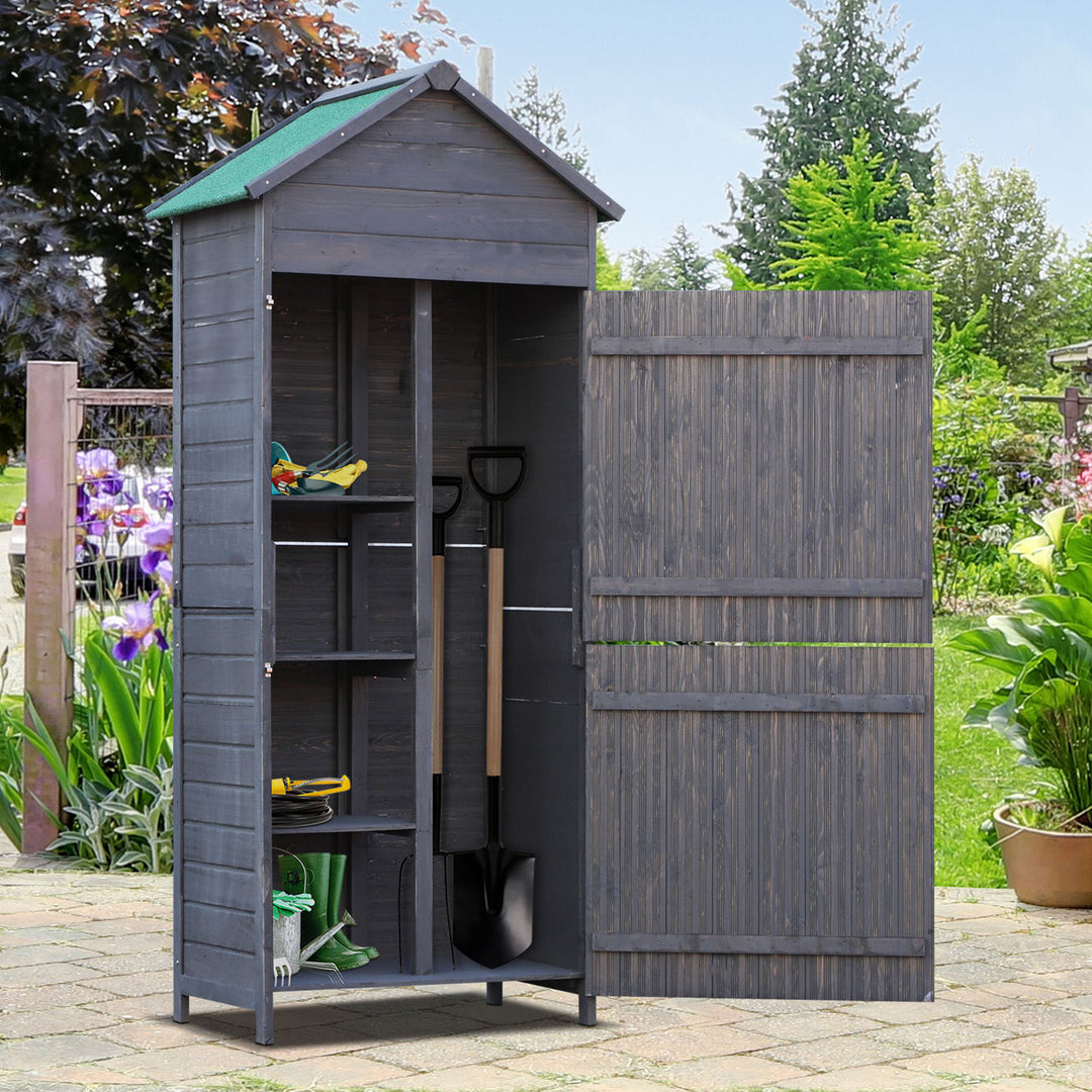 Fir Wood Outdoor Garden Utility Shed Grey