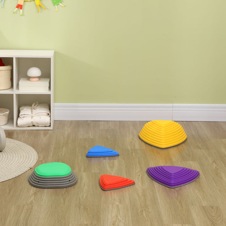 Stepping Stones Kids Balance River Stones 5 PCs Outdoor Indoor, for Obstacle Course, Sensory Play, Stackable, Non-Slip