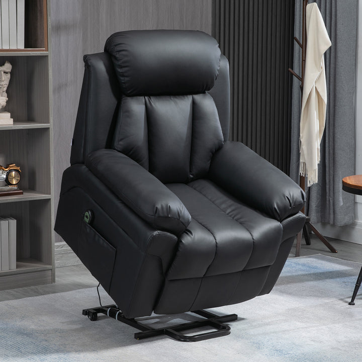 Lift Stand Assistance Chair Recliner Sofa PU Leather  Extra Padded Design Electric Power w/ Remote Black