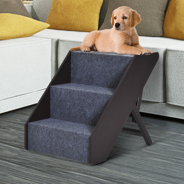Pet-3 Steps Ladder Ramp-Dark Brown