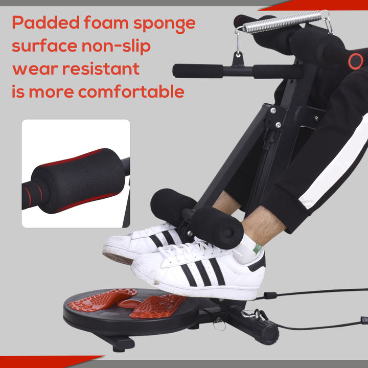HOMCOM Multifunctional Sit Up and Dumbbell Bench Exercise with Resistant Rope and Twist Waist Disc for Home, Office and Gym