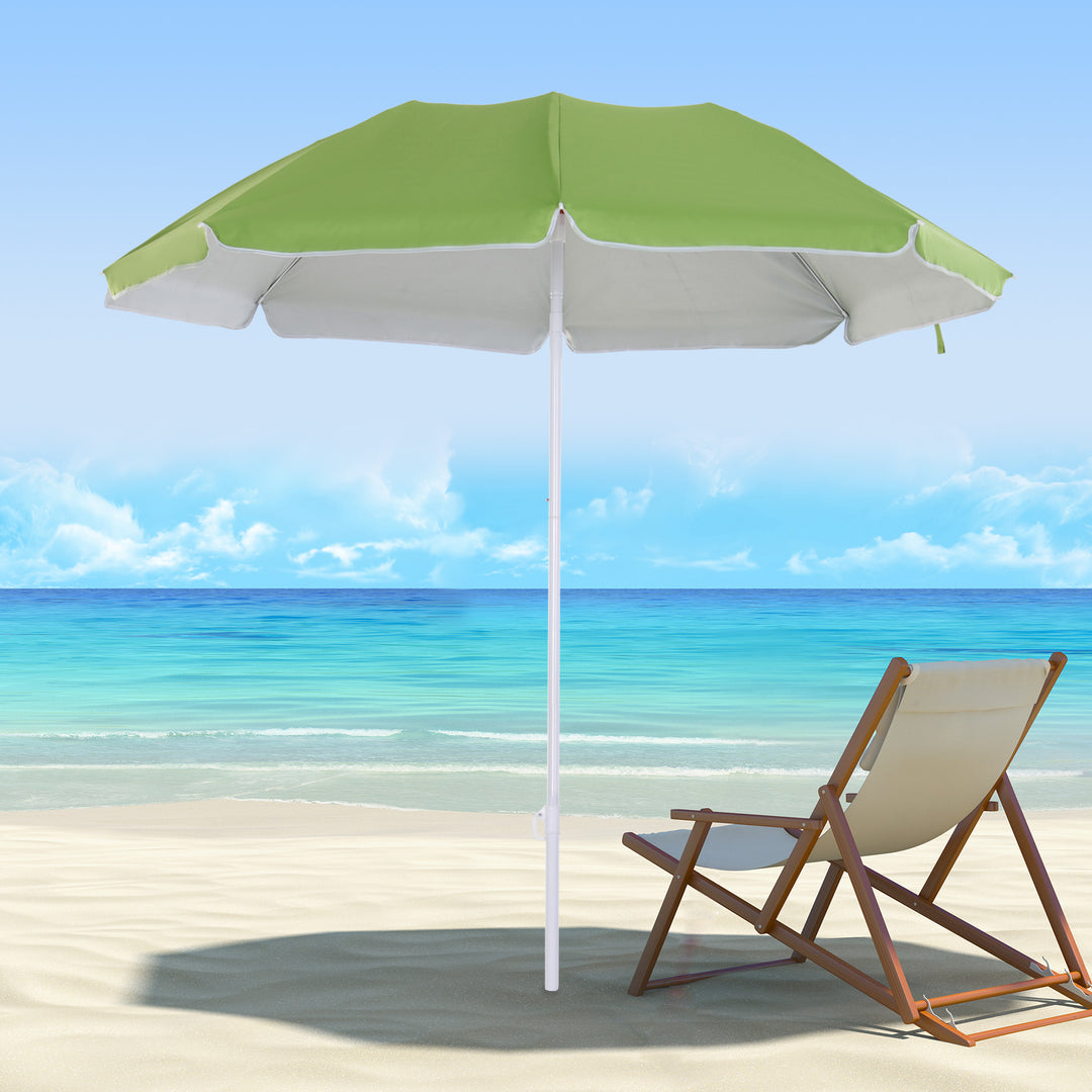 Tilted Steel Frame Beach Parasol- Green
