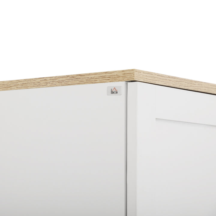 Freestanding Kitchen Cupboard, 4-Door Storage Cabinet Organizer with Adjustable Shelves, 170cm, White