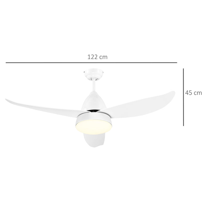 Reversible Ceiling Fan with Light, 3 Blades Indoor Modern Mount White LED Lighting Fan with Remote Controller, for Bedroom, Living Room, White