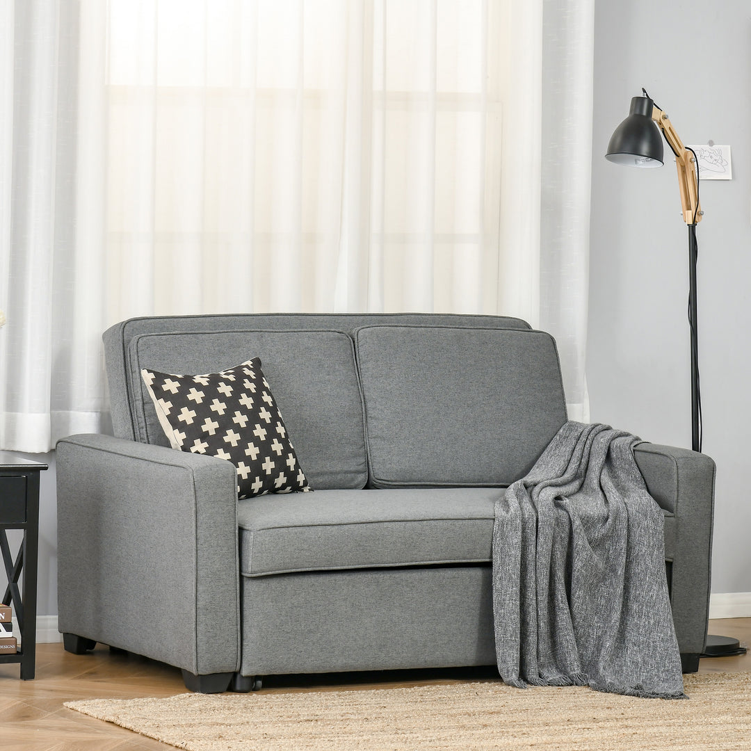 HOMCOM Two Seater Sofa Bed Convertible Loveseat Couch Sleeper Lounge Click Clack Couch Sleeper Settee for Living Room &amp; Bedroom, Grey