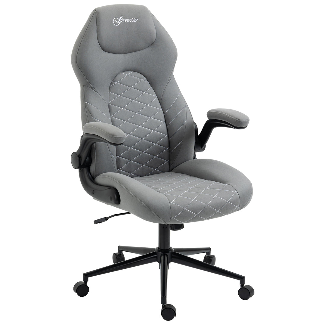 Office Chair w/ Flip Up Armrests, Swivel Seat-Light Grey