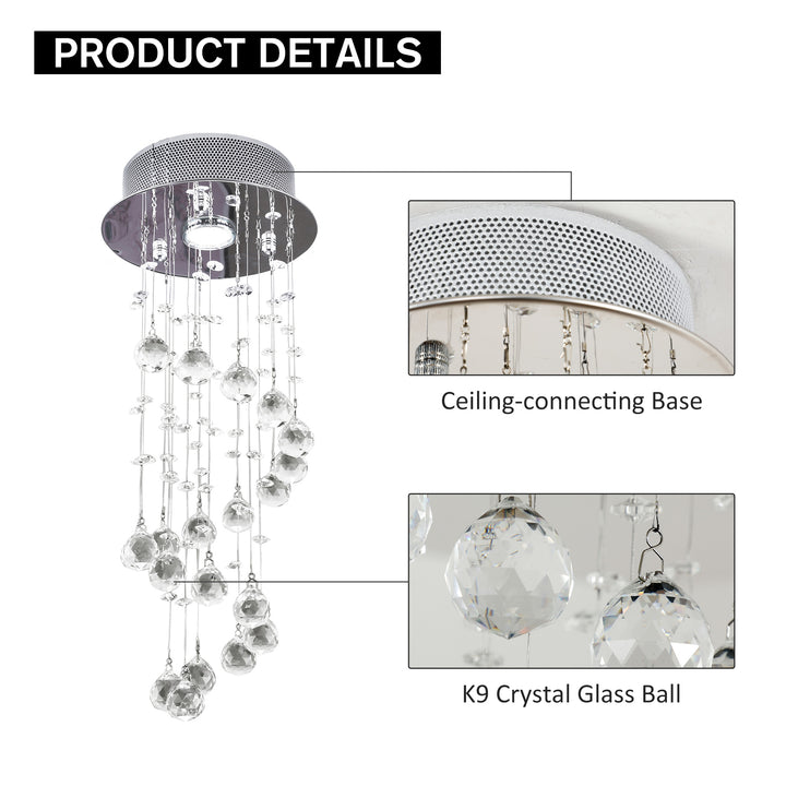 Metal Crystal Ceiling Light Chandelier Elegant Pendant Lamp Living Room Stairway Stairway Spiral Rain Drop Pendant Lamp Silver