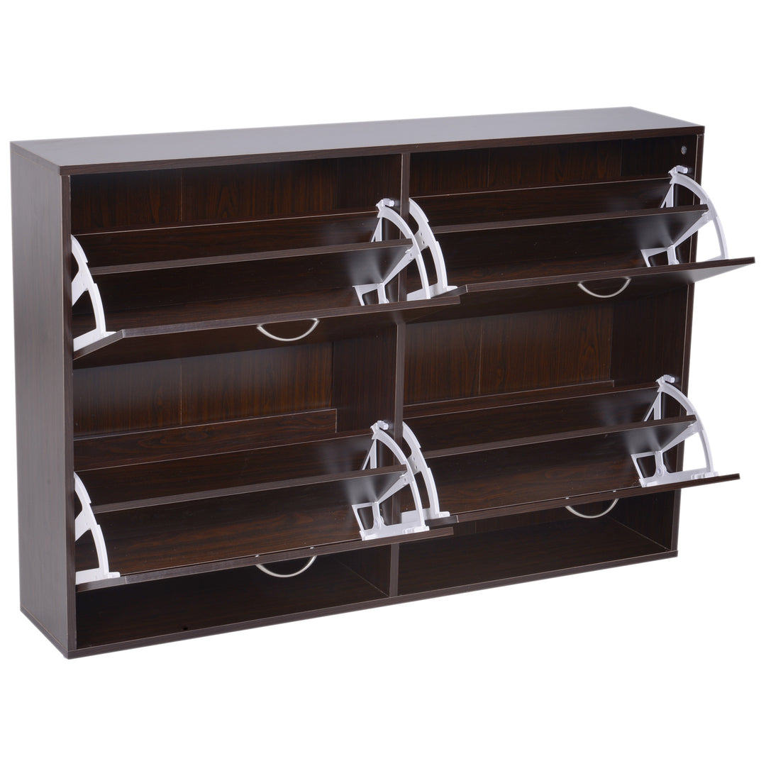 Wooden Shoes Cabinet Multi Flip Down Shelf Drawer Organizer - Dark Brown