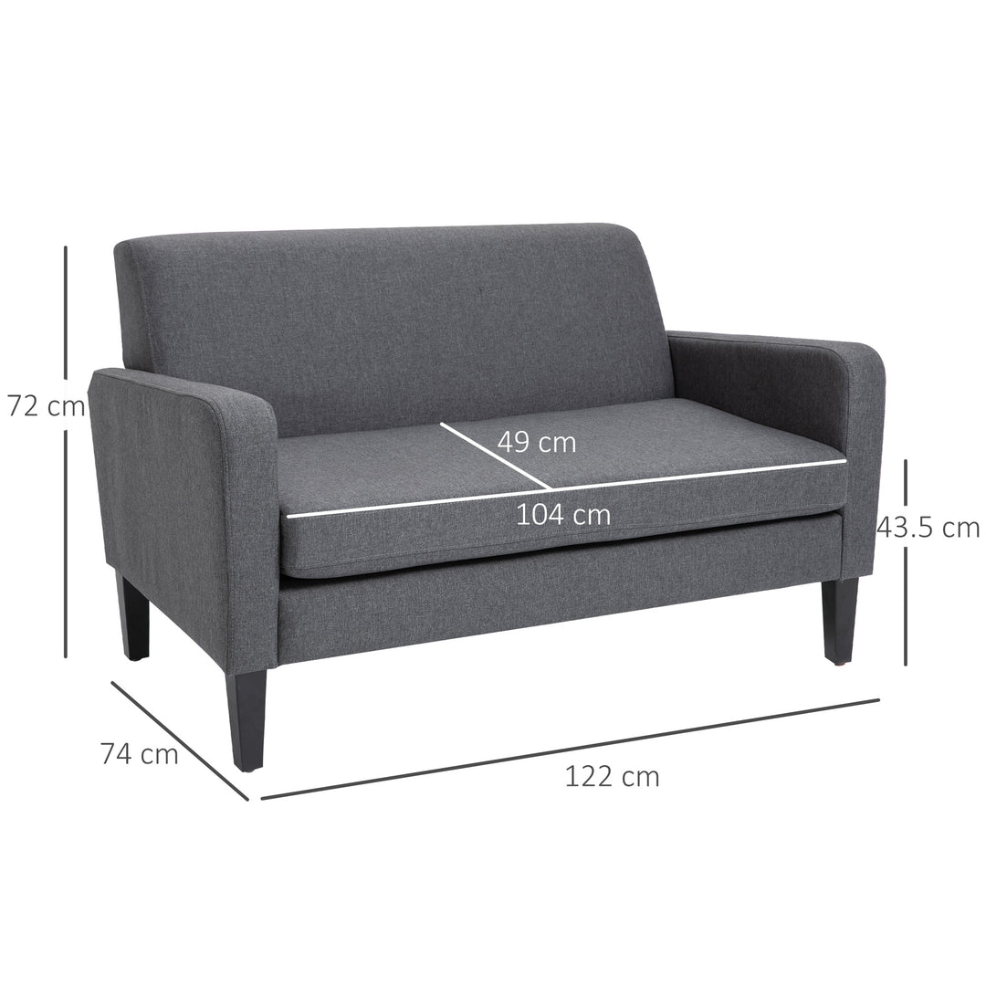 Linen Modern-Curved 2-Seat Sofa Loveseat w/ Thick Cushion Wood Legs Foot Pads Single Compact Home Furniture City Flats Grey