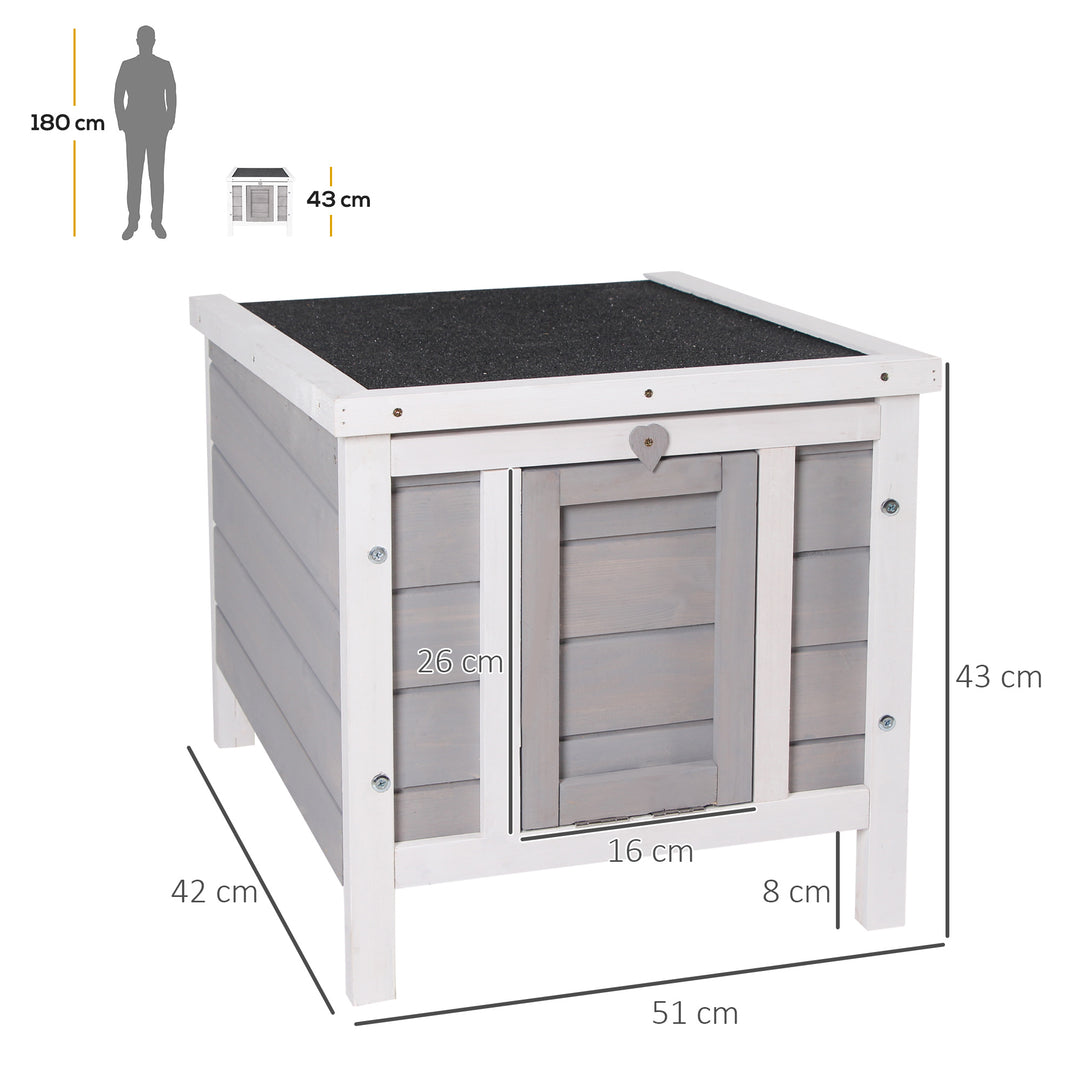 PawHut Wooden Rabbit Hutch Bunny Puppy Cage Guinea Pig Hutch, Rabbit Hideaway, Cat House, Pet Habitat Small Animals Ferret 51 x 42 x 43 cm, Grey