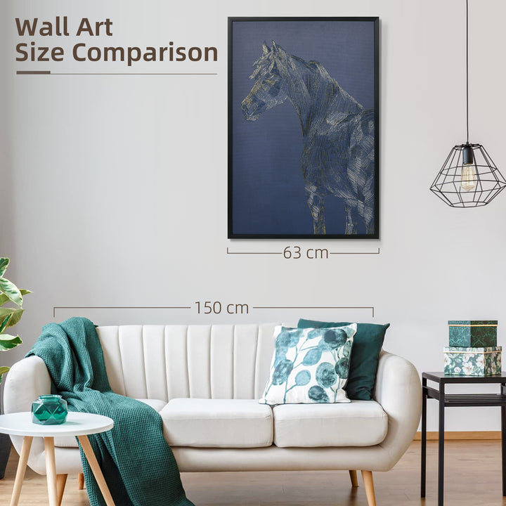 Canvas Wall Art Gold Textured Horse, Wall Picture, 93 x 63 cm