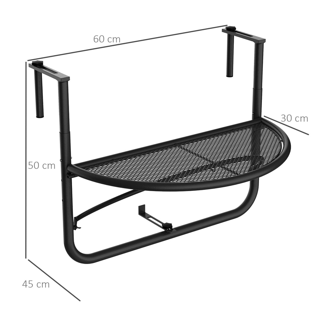 Semi-Circular Attachable Balcony Hanging Coffee Table Adjustable Side Metal Table