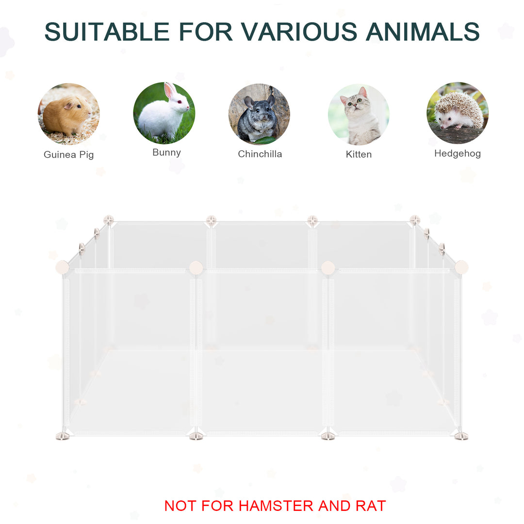 Pet Playpen DIY Small Guinea Pigs Hutches Open Enclosure Portable Plastic Fence 12 Panels for Kitten Bunny Chinchilla Guinea Pig White