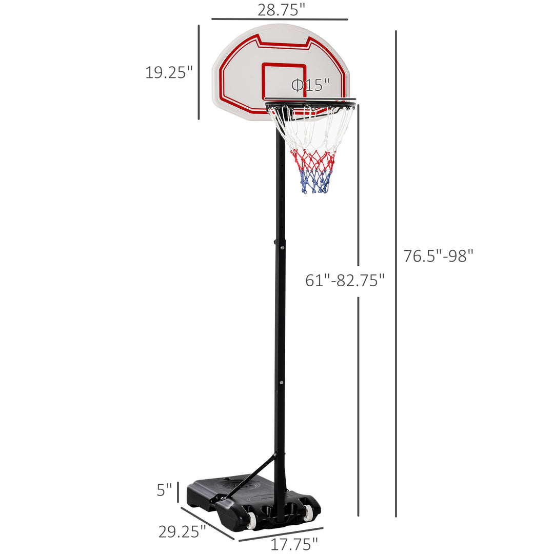 Portable Basketball Stand Net Hoop W/ Wheels-Black/White