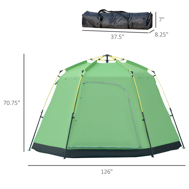 6 Person Pop Up Camping Tent, 2-Tier Design Backpacking Tent with 4 Windows 2 Doors Portable Carry Bag for Fishing Hiking, Green