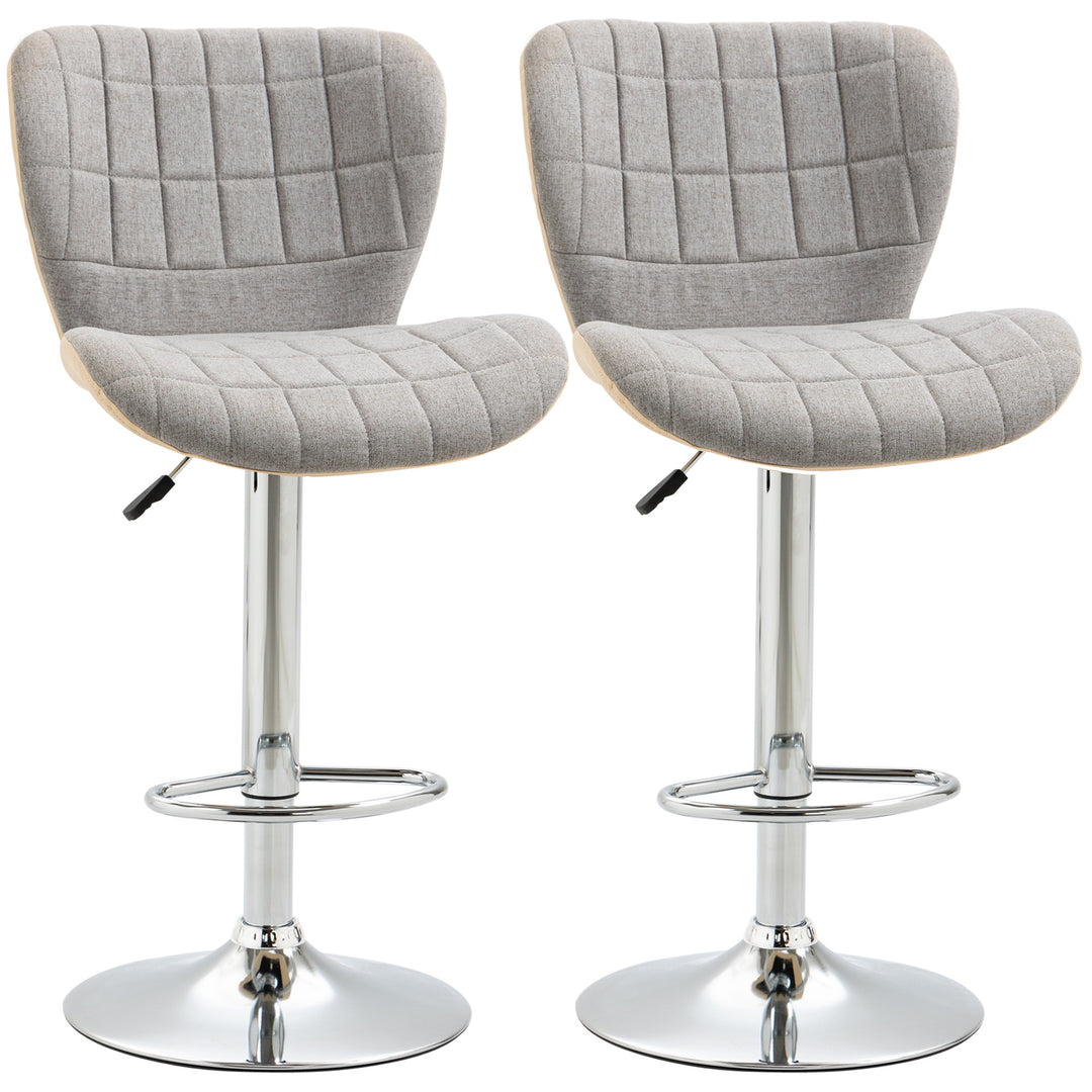 Bar Stools Set of 2, Swivel Adjustable Barstools with Backrest and Footrest, Steel Frame Gas Lift, for Kitchen Counter Bar Dining Room
