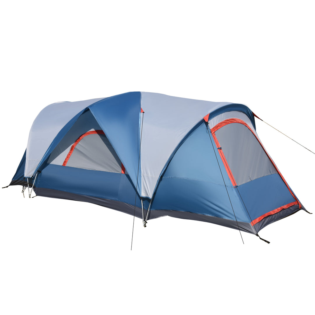 3-4 Man Camping Tent with 2 Rooms, Dome Tent with 2 Doors, Portable Carry Bag, UV Protection, for Fishing, Hiking - Blue