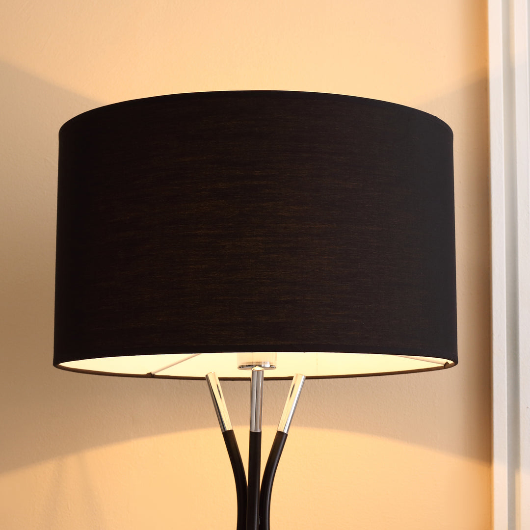 Modern Tripod Floor Lamp, Free Standing Light with Metal Frame, Fabric Lampshade and E27 Base for Living Room, Bedroom, Office, Black