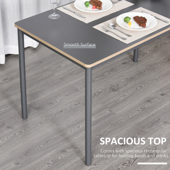 120cm Minimalistic Dining Table w/ Steel Frame Foot Pads Simple Rectangle Style Home Dining Working Display Grey