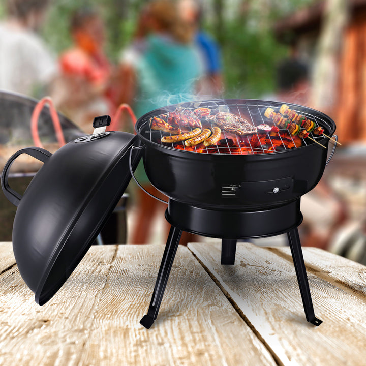 Charcoal BBQ Charcoal Grill Metal Portable Tripod Grill Black