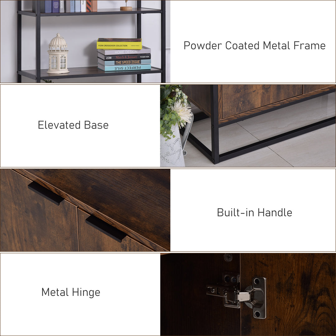 Storage Cabinet with 3 Open Shelves Cupboard Freestanding Tall Organizer Multifunctional Rack for Livingroom Bedroom Kitchen Rustic Brown