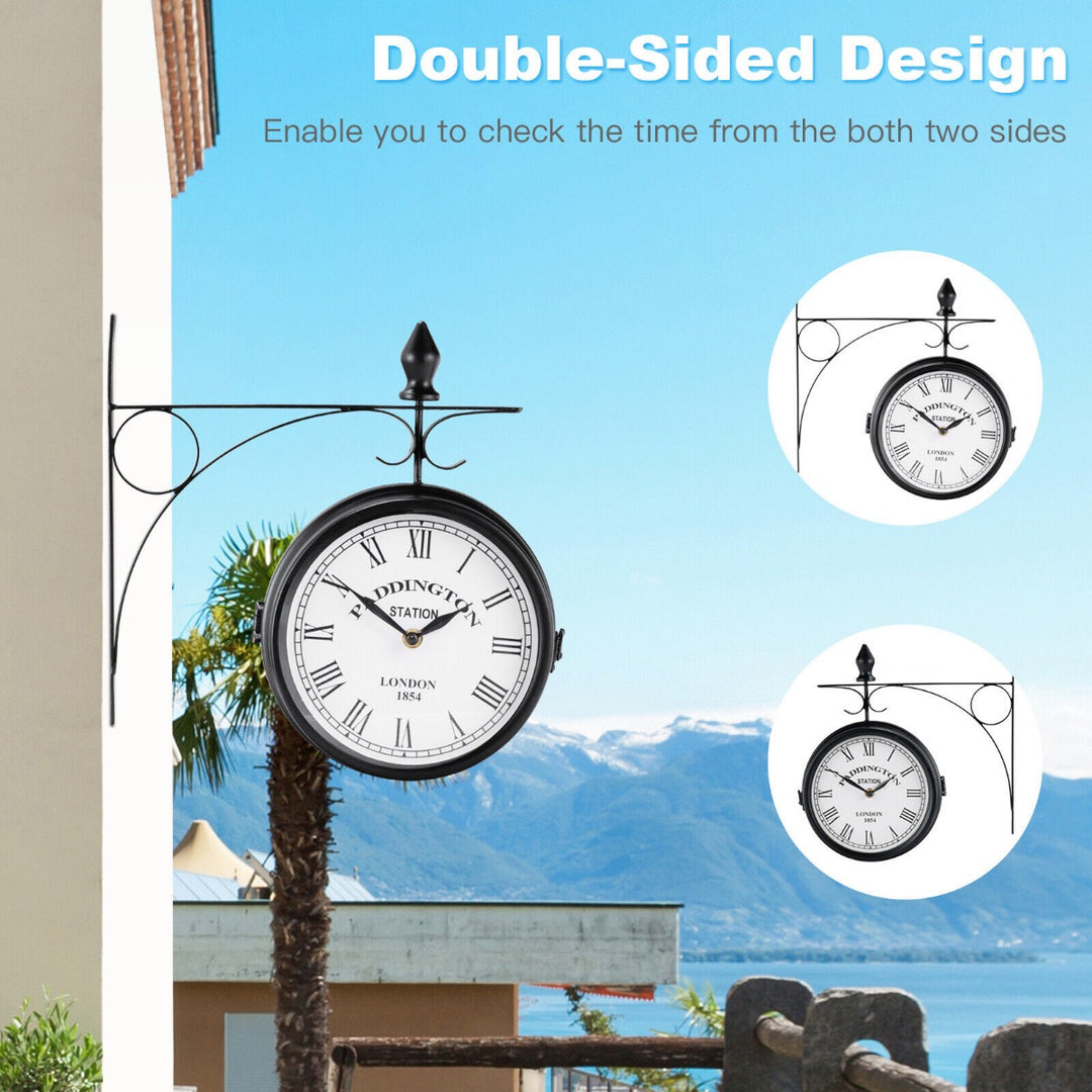 Vintage Wall-Mounted Double-Sided Wall Clock for Indoor and Outdoor