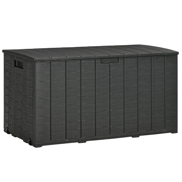 336 Litre Extra Large Outdoor Garden Storage Box, Double Wall Plastic Container - Black