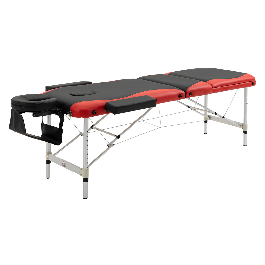 Foldable Massage Table Professional Salon SPA Facial Couch Bed Black and Red