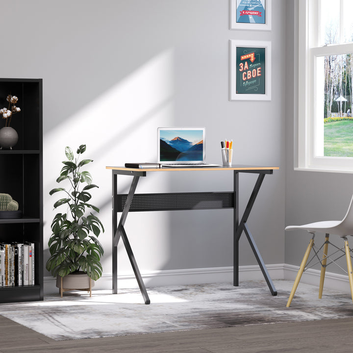 Home Office Computer Desk, Modern Simple Style Writing Table, PC Laptop Workstation with K-Shaped Legs for Bedroom, Living Room, Navy Blue