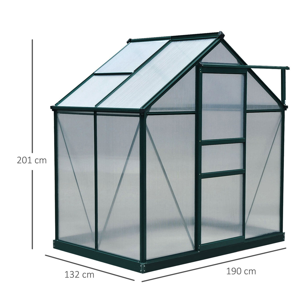 Outsunny Clear Polycarbonate Greenhouse Large Walk-In Green House Garden Plants Grow Galvanized Base Aluminium Frame w/ Slide Door (6ft x 4ft)