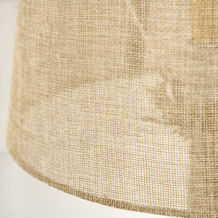 HOMCOM Nautical Table Lamp, Farmhouse Bedside Lamp with Knotted Rope and Fabric Lampshade for Bedroom, Study, Living Room, Beige