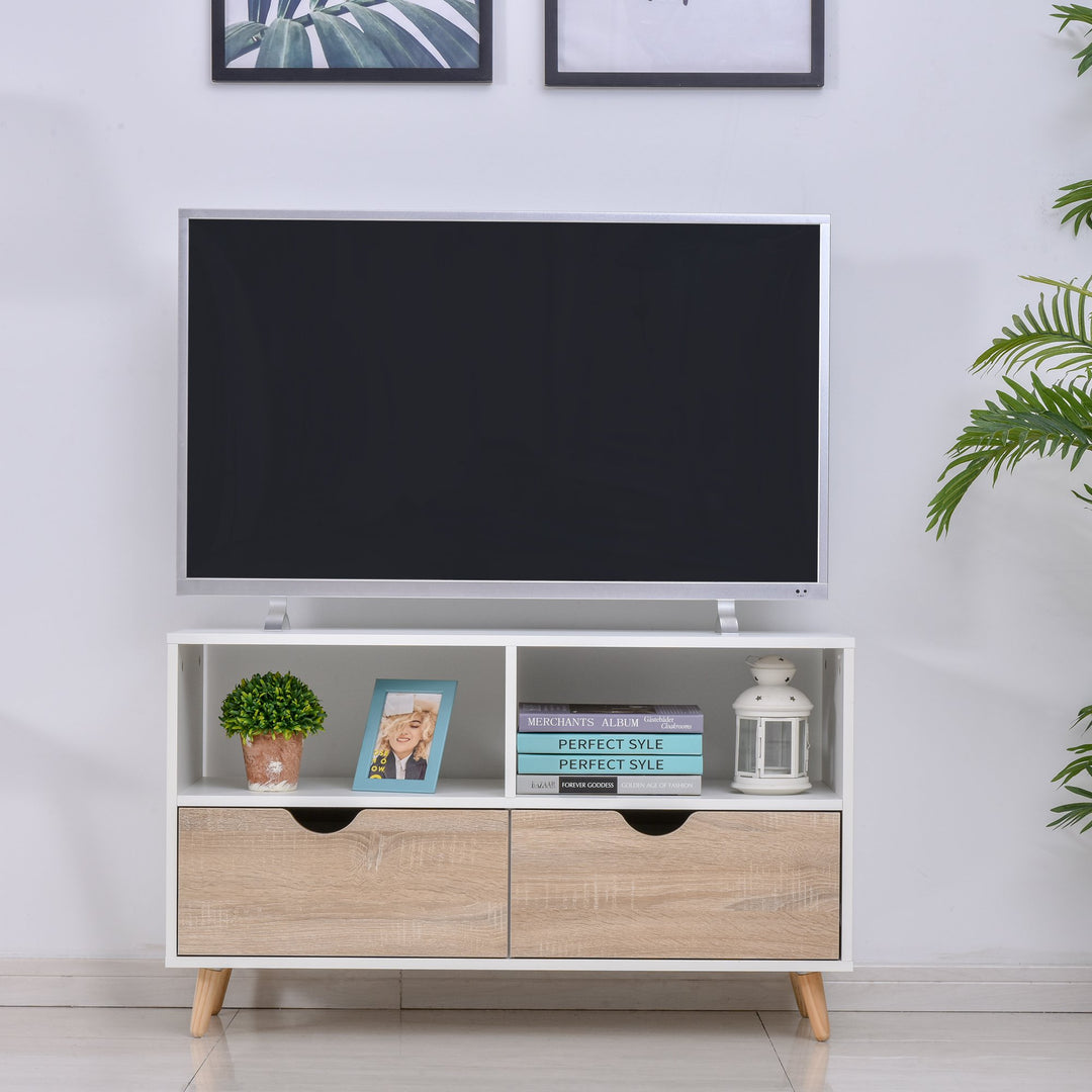 HOMCOM Particle Board TV Media Unit White/Oak