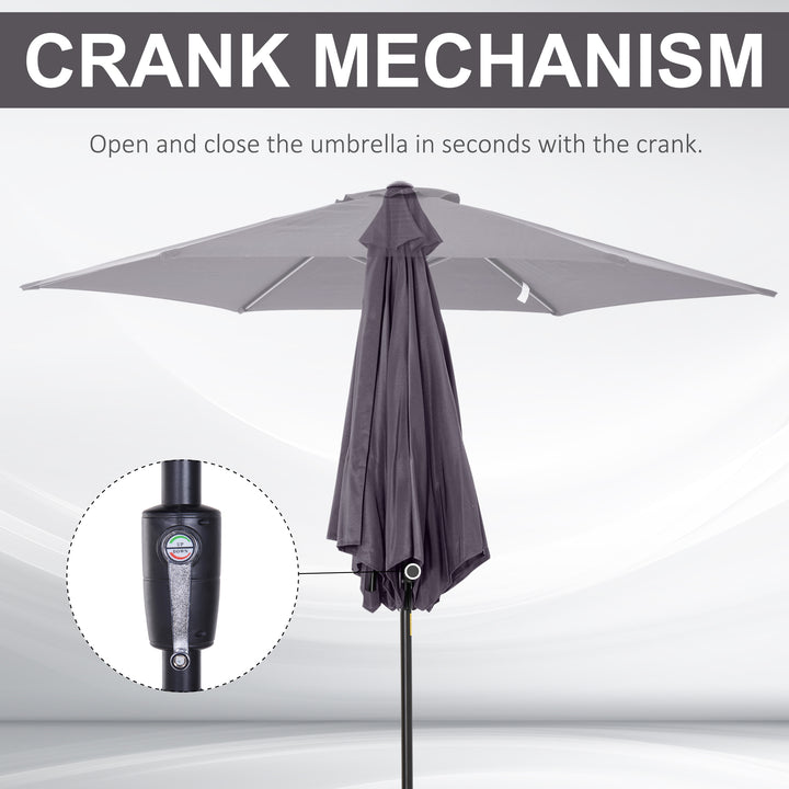 2.7 m Patio Umbrella, Aluminum Frame-Grey