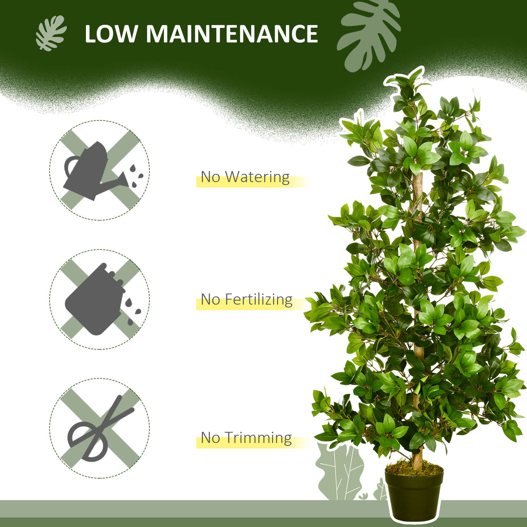 Artificial Plants Bay Leaf Laurel in Pot Fake Plants for Home Indoor Outdoor Decor, 16x16x120cm, Green