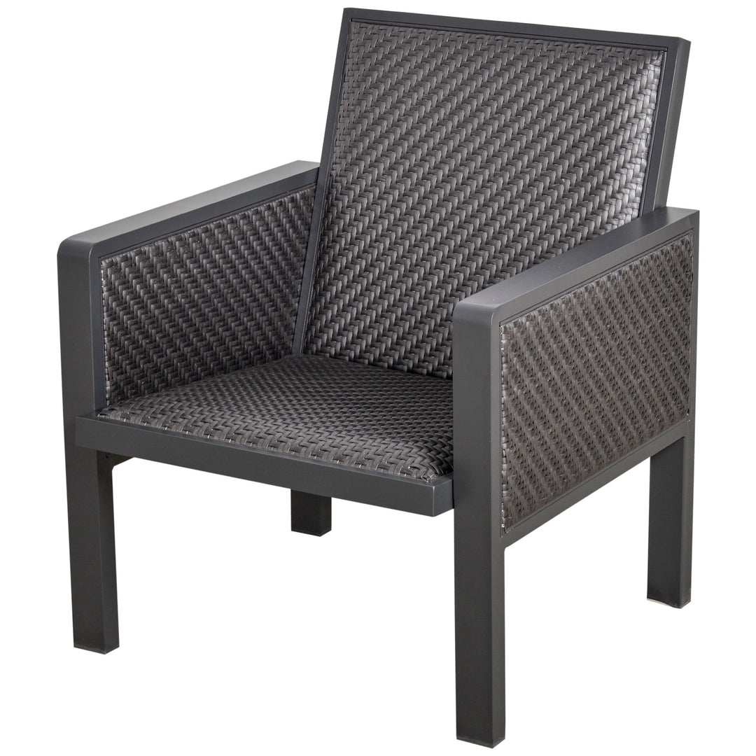 4-Seater Aluminum PE Rattan Wicker Sofa Set Outdoor Conservatory Furniture Lawn Patio Coffee Table, Deep Grey