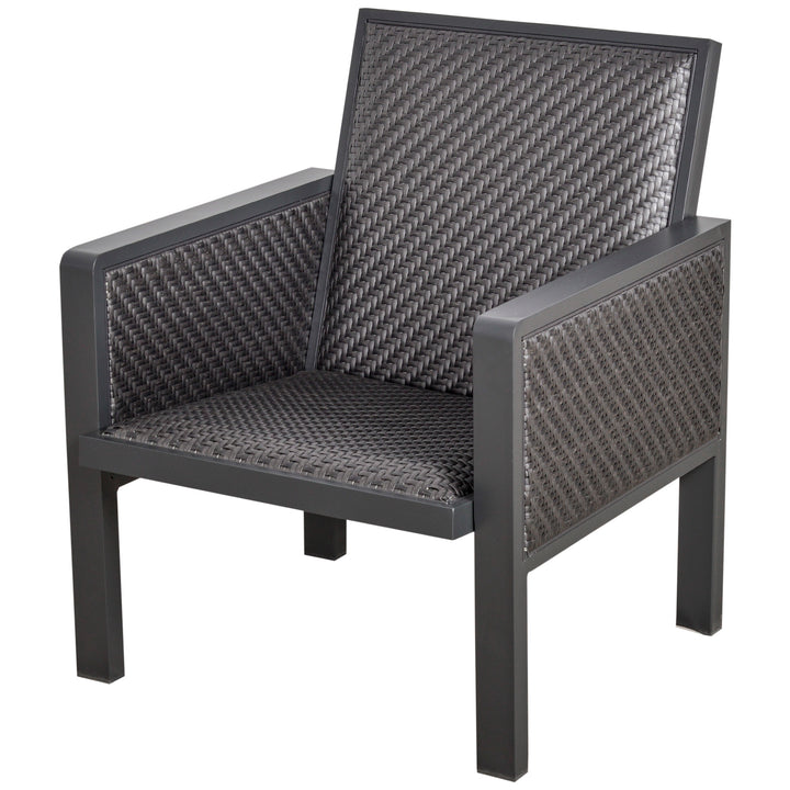 4-Seater Aluminum PE Rattan Wicker Sofa Set Outdoor Conservatory Furniture Lawn Patio Coffee Table, Deep Grey