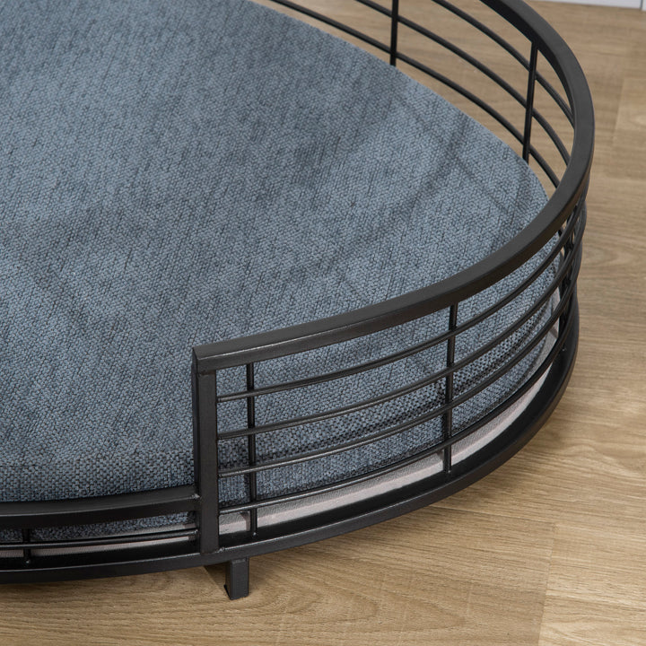 PawHut Raised Dog Bed with Soft Cushion, Modern Style Pet Sofa Bed Steel Frame, with Removable Cover, for Small and Medium Dogs 85 x 55 x 20 cm Black
