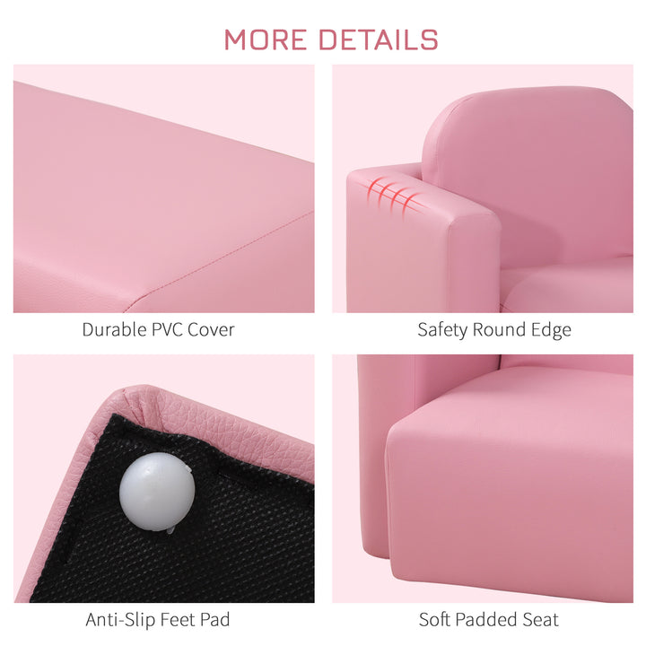 Kids 3 In 1 Table and Chair Set, PVC-Pink