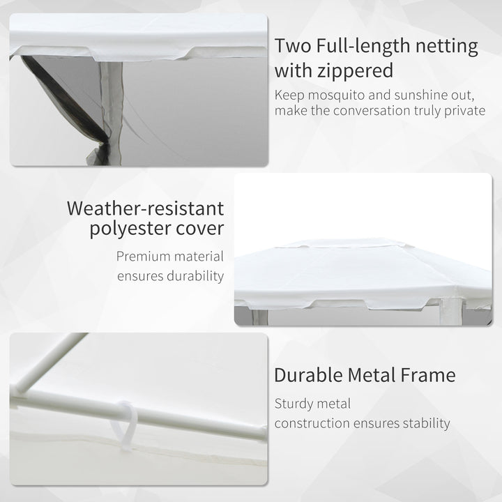4x3 m Waterproof Gazebo W/Mesh Sides-White/Black