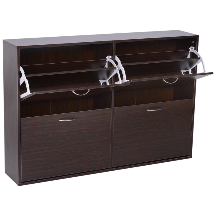 Wooden Shoes Cabinet Multi Flip Down Shelf Drawer Organizer - Dark Brown