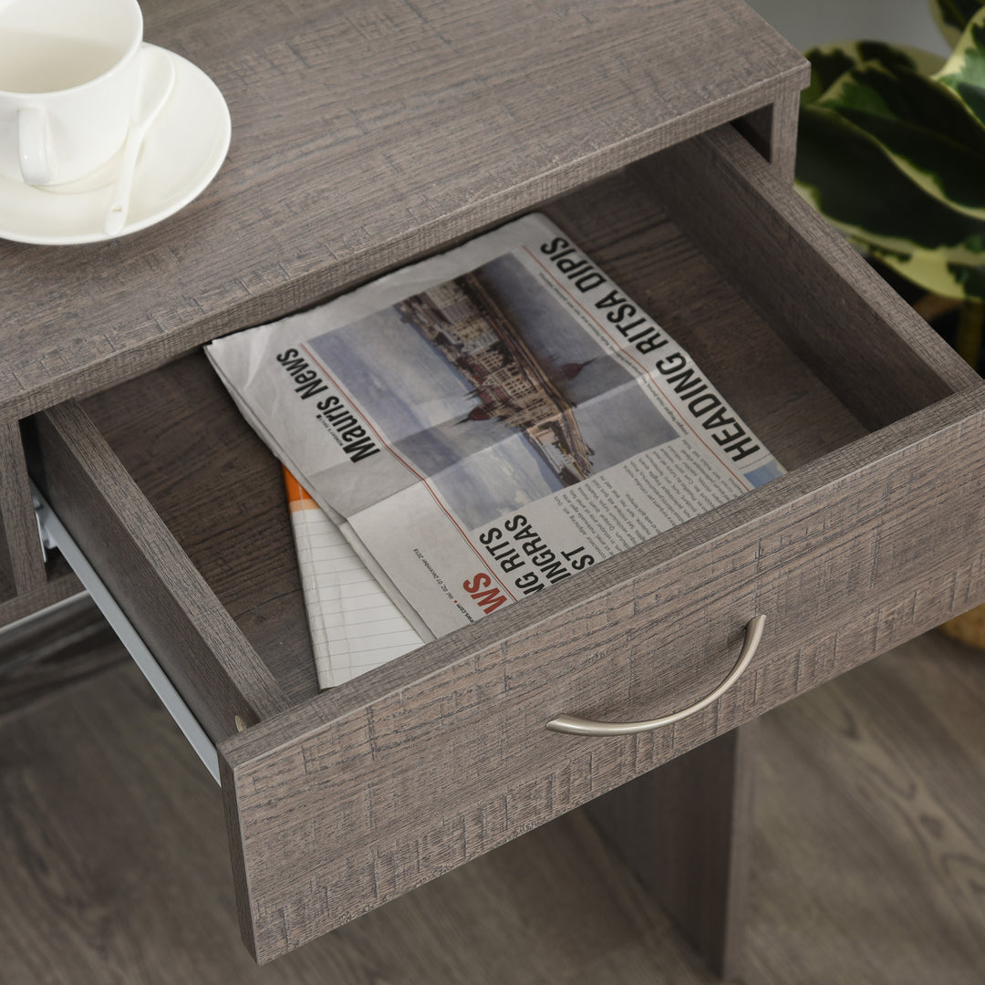 HOMCOM Modern Computer Work Desk Table Study w/ Shelf Drawer Standing Writing Station Display Stylish Storage Compact Grey
