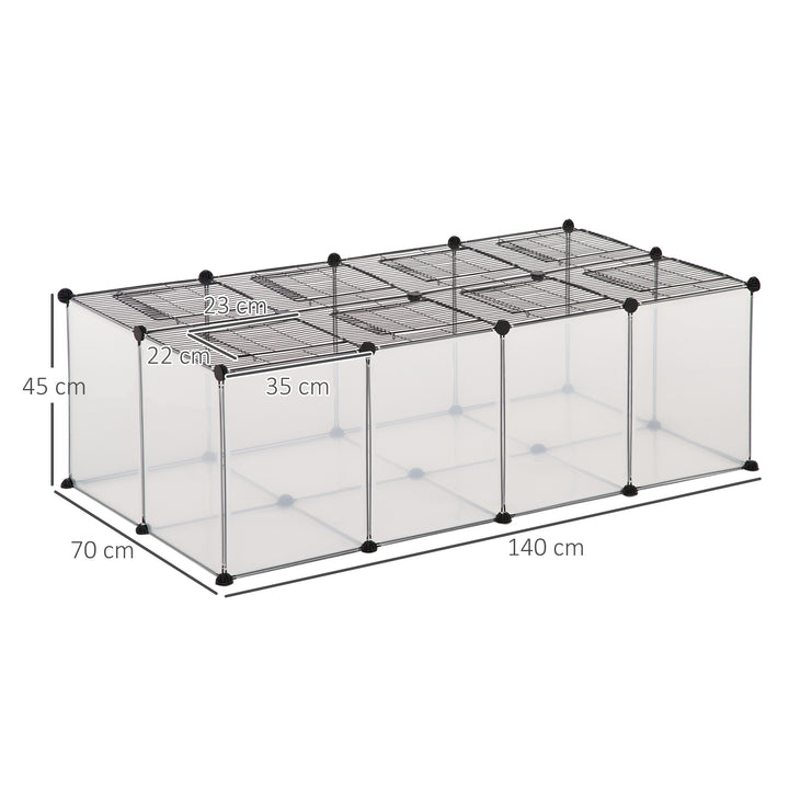 PawHut DIY Pet Playpen with Door Bottom 28 Panels Small Animal Cage for Guinea Pigs, Rabbit, Chinchilla, Transparent