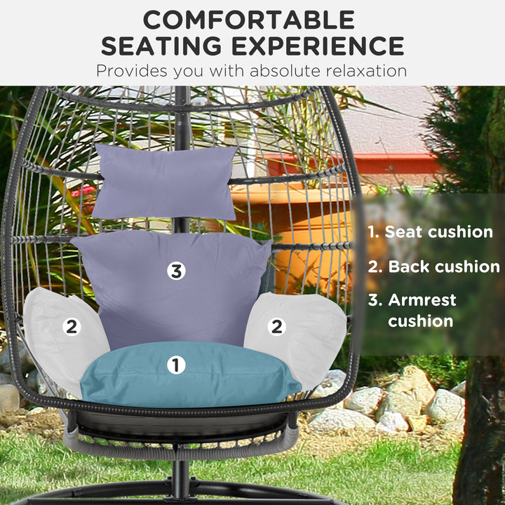 Garden Lounge Chair Cushion Set, Patio Egg Chair Seat, Armrest, Back Pad Cushion, Easy Clean &amp; Replacement for Indoor &amp; Outdoor Use Dark Grey