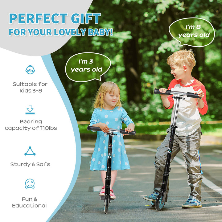 Scooter for Kids Toddler One-Click Foldable Kick Scooter with Adjustable Height Brake for Boys and Girls 3-8 Years Aluminium Black